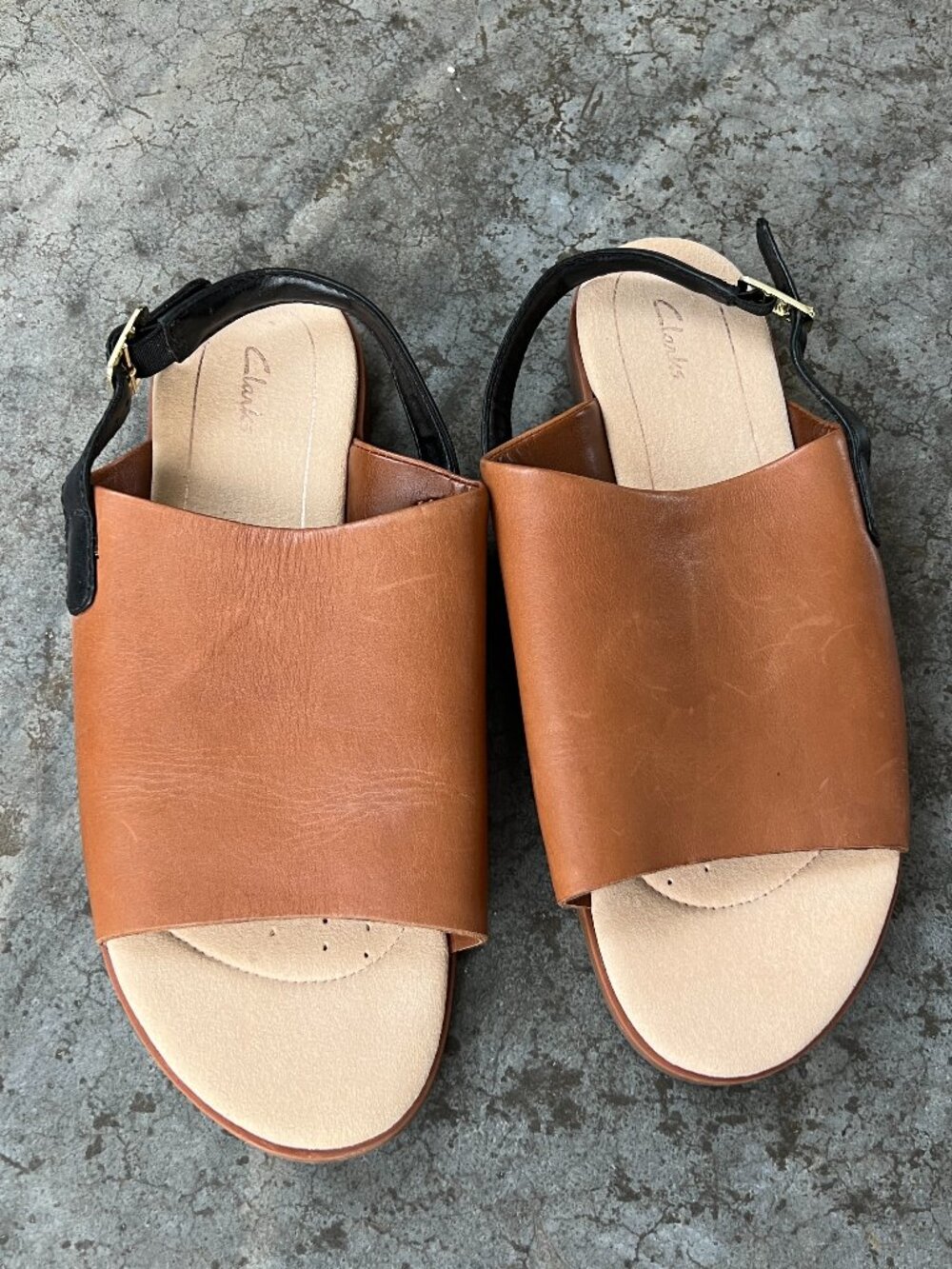 Clarks Bay Jasmine Open Toe Slingback Tan Leather Sandals Women's 9 - Picture 11 of 12